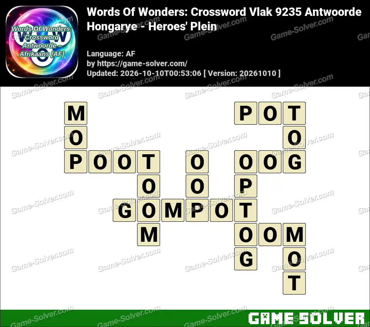 Words Of Wonders: Crossword Vlak 9235 Antwoorde – Hongarye – Heroes’ Plein
